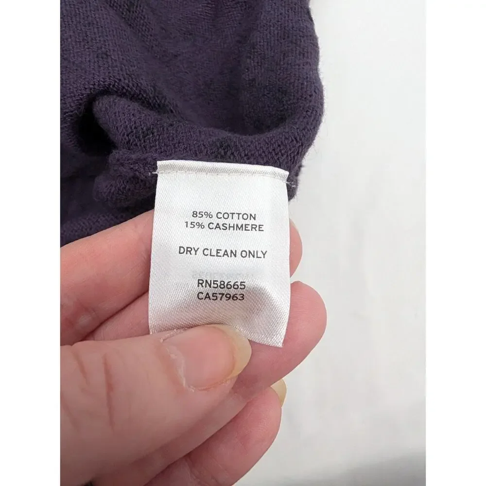 Nordstrom Men's Shop Large Purple Black Cotton Cashmere Quarter Zip Sweater